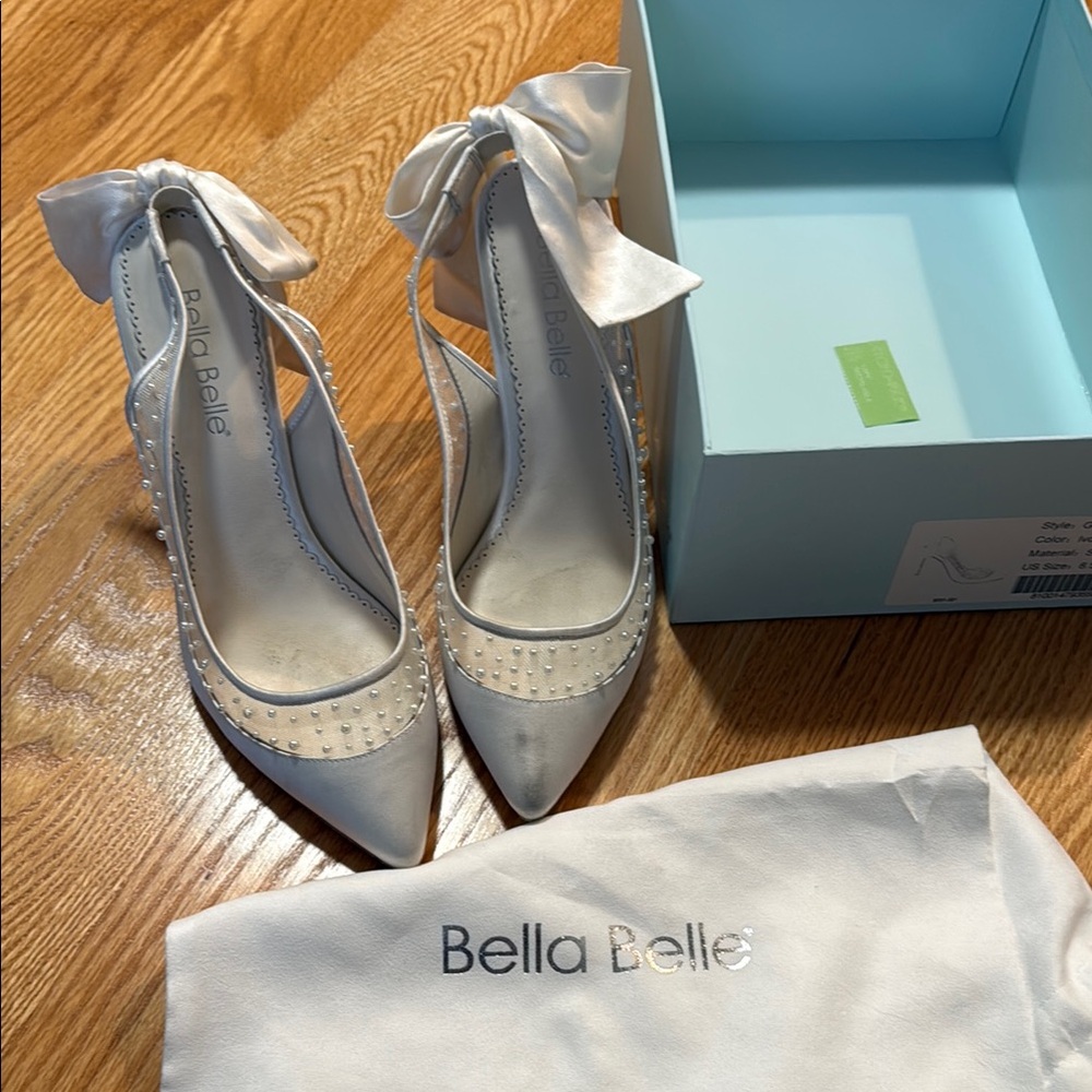 Bella belle Elegant White Heels with Bow Detail
